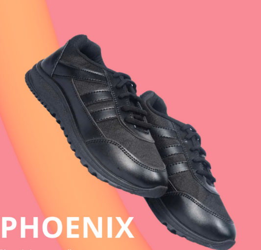 ARIGOLD Big Kids - PHOENIX School Shoes - UK 6A To UK 10 -  Black & White