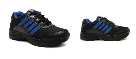 Asian - Wisdom-04 Lace Shoe - Black with Blue Strips (Customisation Available)