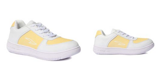 Asian - Wisdom-06 Laces Shoe - White with light yellow patches  (Customisation Available)