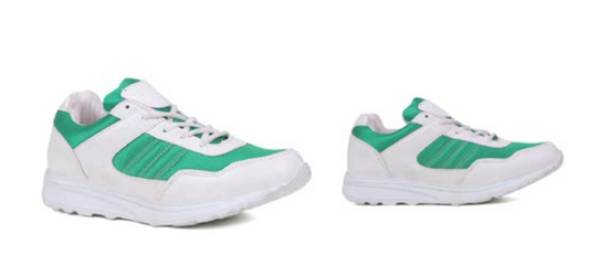 Asian - Wisdom-07 Laces Shoe - White with green patches  (Customisation Available)