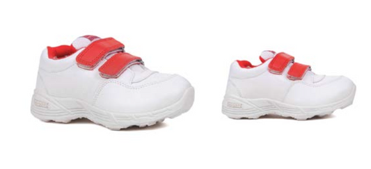 Asian - Wisdom-08 Velcro Shoe - White with red straps (Customisation Available)