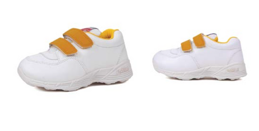 Asian - Wisdom-08 Velcro Shoe - White with yellow straps (Customisation Available)