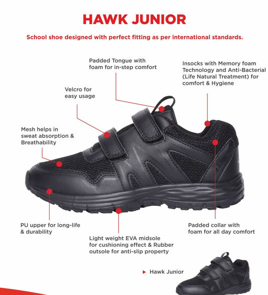 BATA HAWK Velcro Junior School Shoes